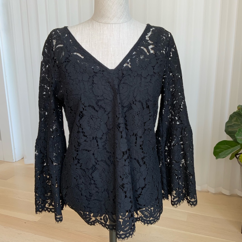 WHBM Black Lace 3/4 sleeve blouse